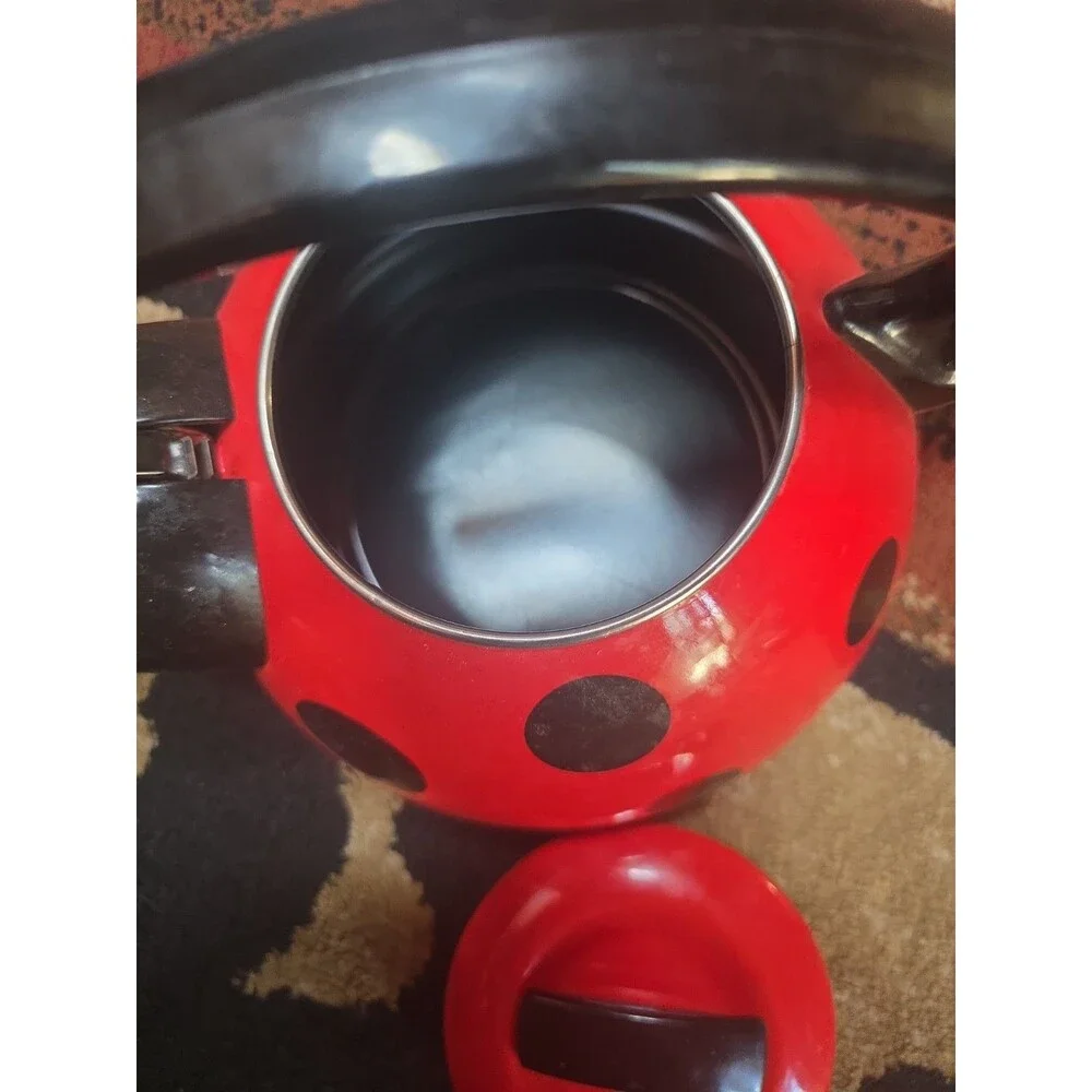 Enamel Whistling Tea Kettle-Lady Bug